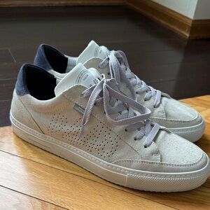 P448 size 10 used grey laces off white/grey suede navy leather heel